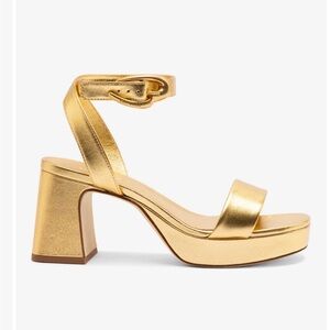 Larroude Dolly Verona Low Sandal in Metallica Leather Size 7.5